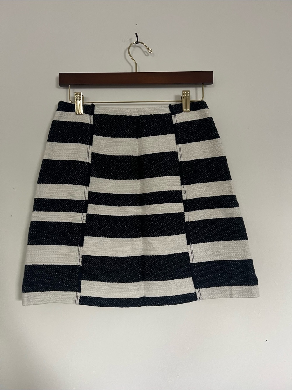 Striped A-Line Mini Skirt in Navy and White